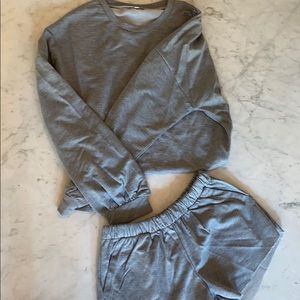 grey shorts and top set